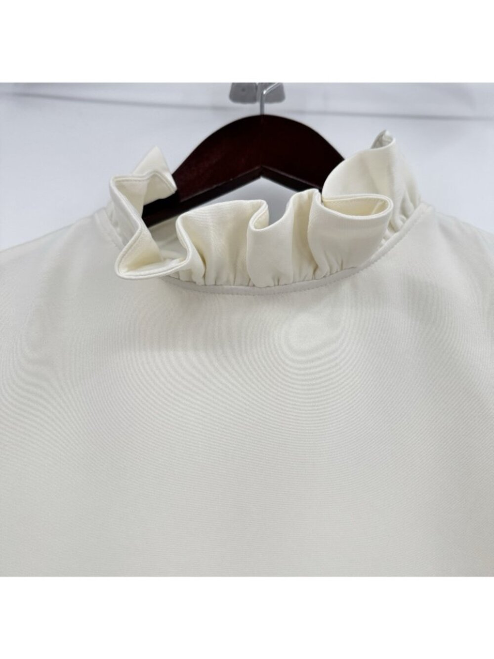 Tuckernuck Ivory Daphne Dress size L Large Ruffle Collar Bow Swing Mini Cocktail - Picture 3 of 8